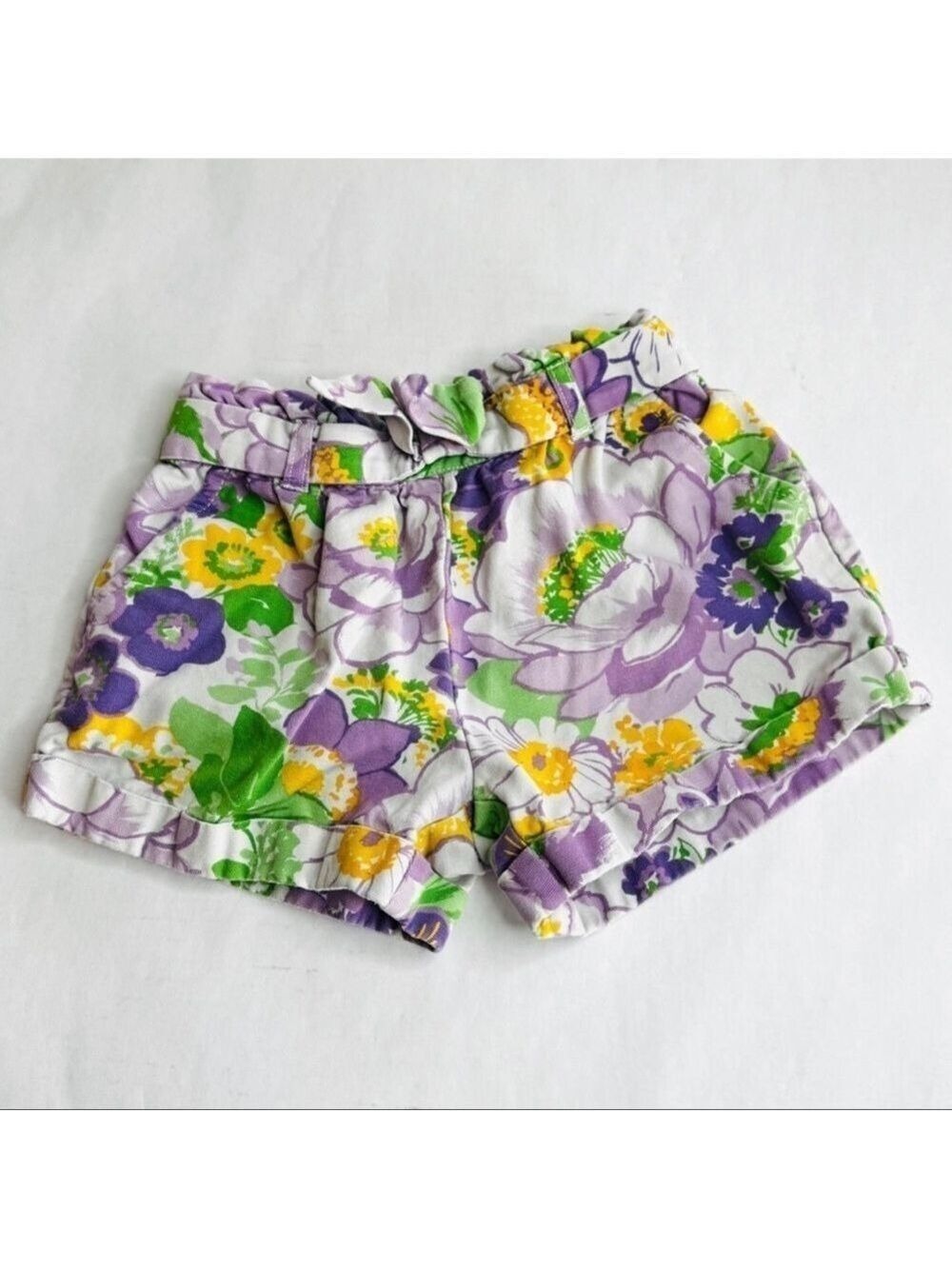 Janie and Jack Lilac Floral Paperbag Waist Shorts Size 3